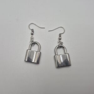 Silver Padlock Earrings